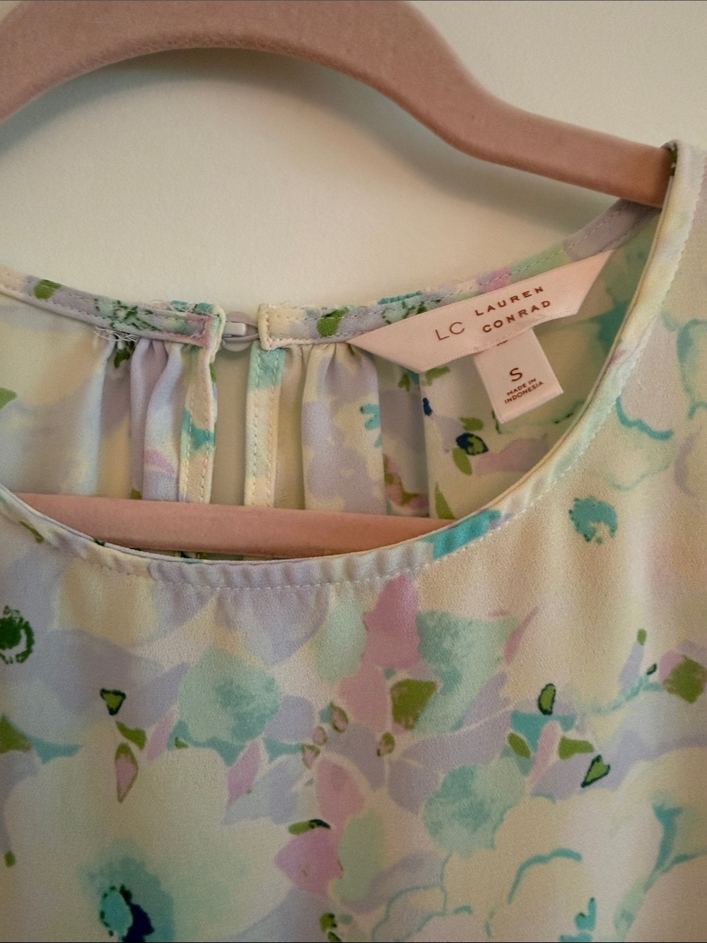 LC Lauren Conrad Floral Puff-Sleeve Blouse - Mint, Lavender & Aqua - Picture 2 of 5